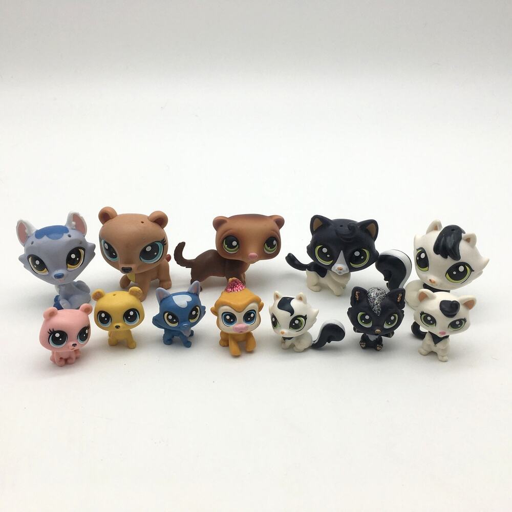 Lot 12 Littlest Pet Shop Figures Bobble Head Skunk Cats Dog